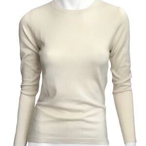 Charlotte Kellogg Silk Wool Cashmere Knit Sweater Beige Size L